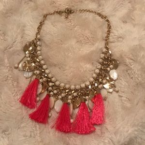 Lilly pulitzer pink and gold tassel necklace